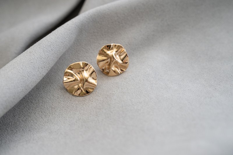 Round water ripple earrings-medium-shiny // Clip-On are available - Earrings & Clip-ons - Sterling Silver Gold