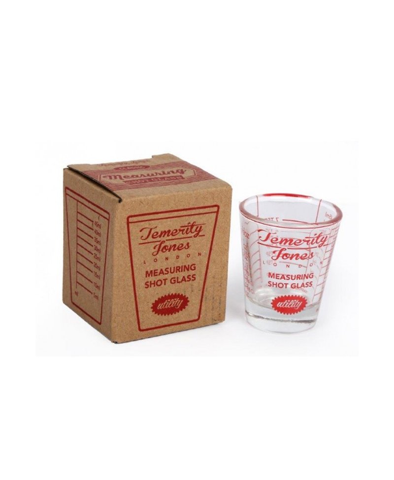 British Temerity Jones red vintage glass small measuring cup/sip glass-out-of-print flaws are cleared - Cups - Glass Red