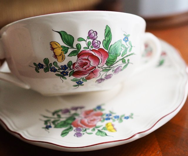 フランスアンティーク リュネヴィルのスープボウルとプレート1点セット