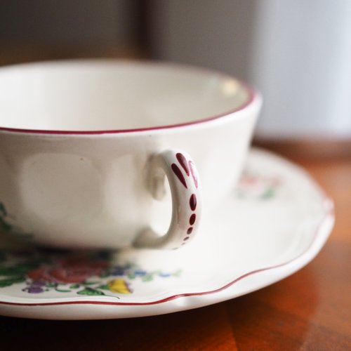 フランスアンティーク リュネヴィルのスープボウルとプレート1点セット