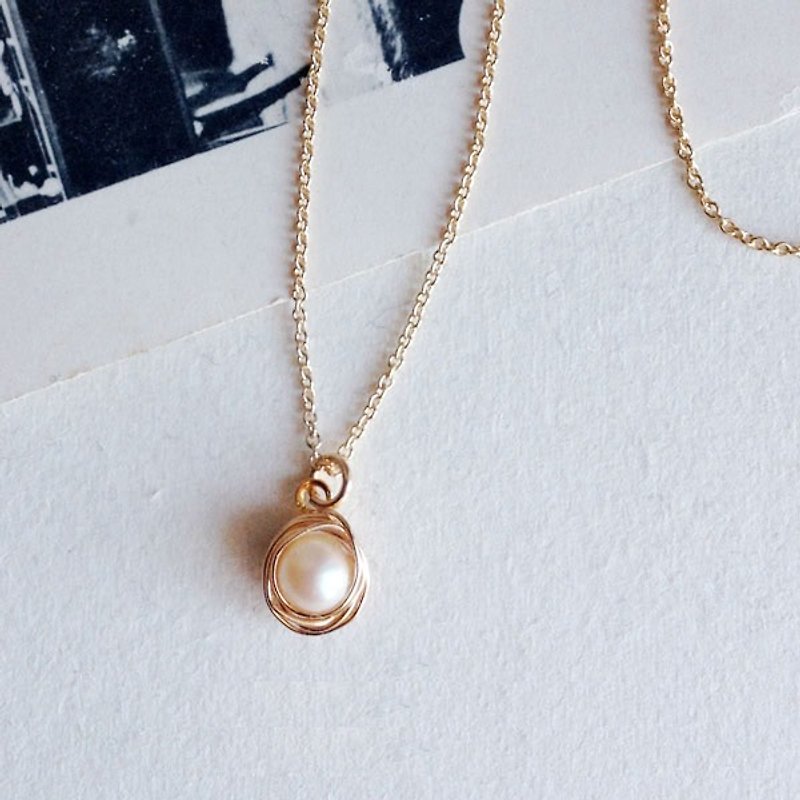 14kgf of small vintage pearl necklace Cocoon 328 - สร้อยคอ - โลหะ สีทอง