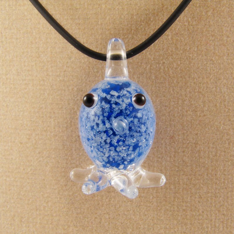 Octopus Squid Blue Lampwork Murano Glass Nautical Charm Pendant Necklace Jewelry - Necklaces - Glass Blue