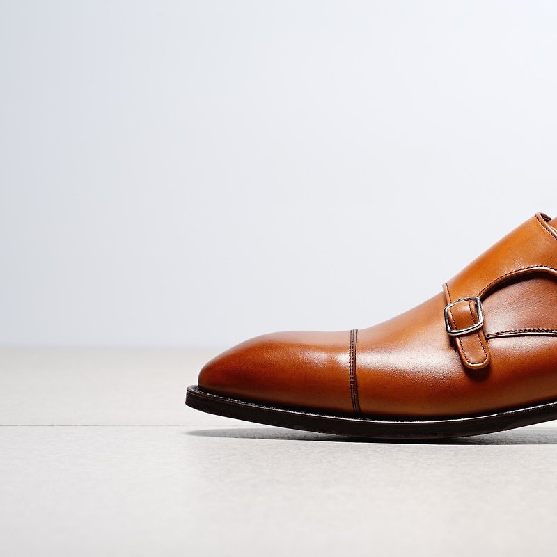 Berwick1707 Cap Toe Monk 5212 - Men's Leather Shoes - Genuine Leather Brown