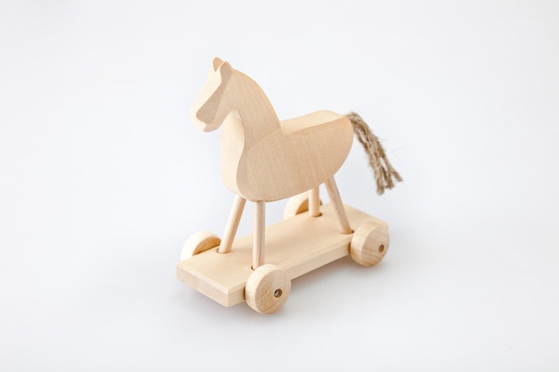 Russia Blocks - Chun wooden fairy tale - scroll series: non-colored horse carts - ของเล่นเด็ก - ไม้ ขาว