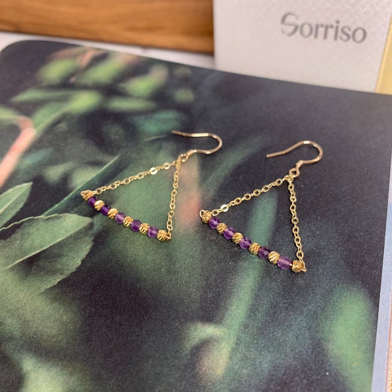 [Geometric fascination] Amethyst design crystal earrings - ต่างหู - คริสตัล สีม่วง