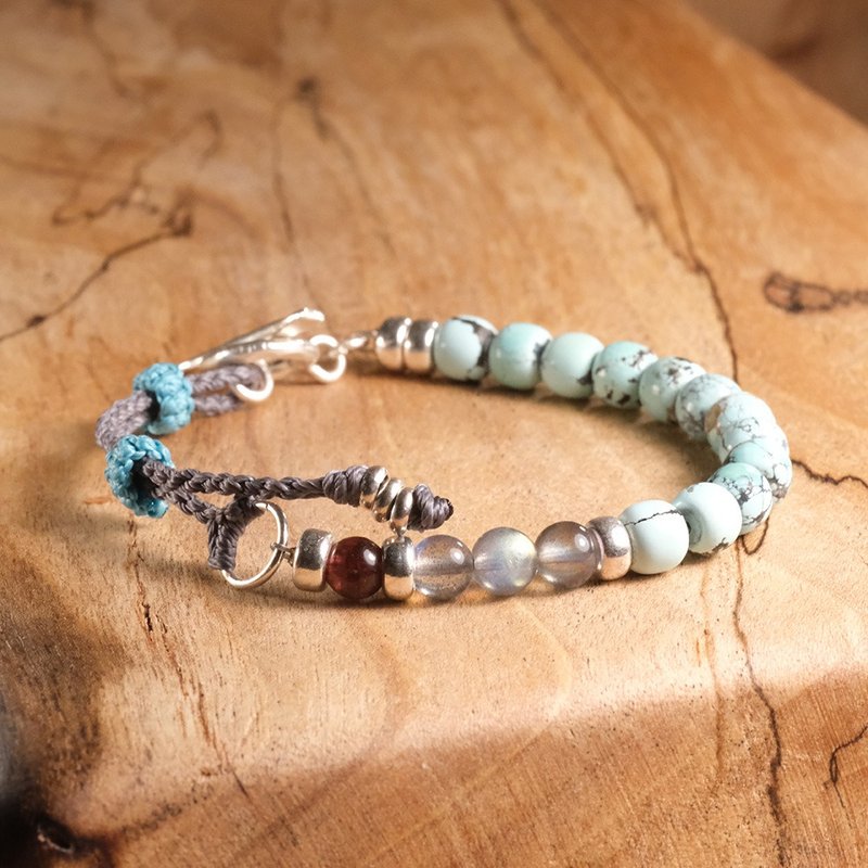 [Made by Koiwa] Yugiri-high porcelain turquoise bracelet/vitreous colored labradorite/ruby tourmaline - สร้อยข้อมือ - วัสดุอื่นๆ 