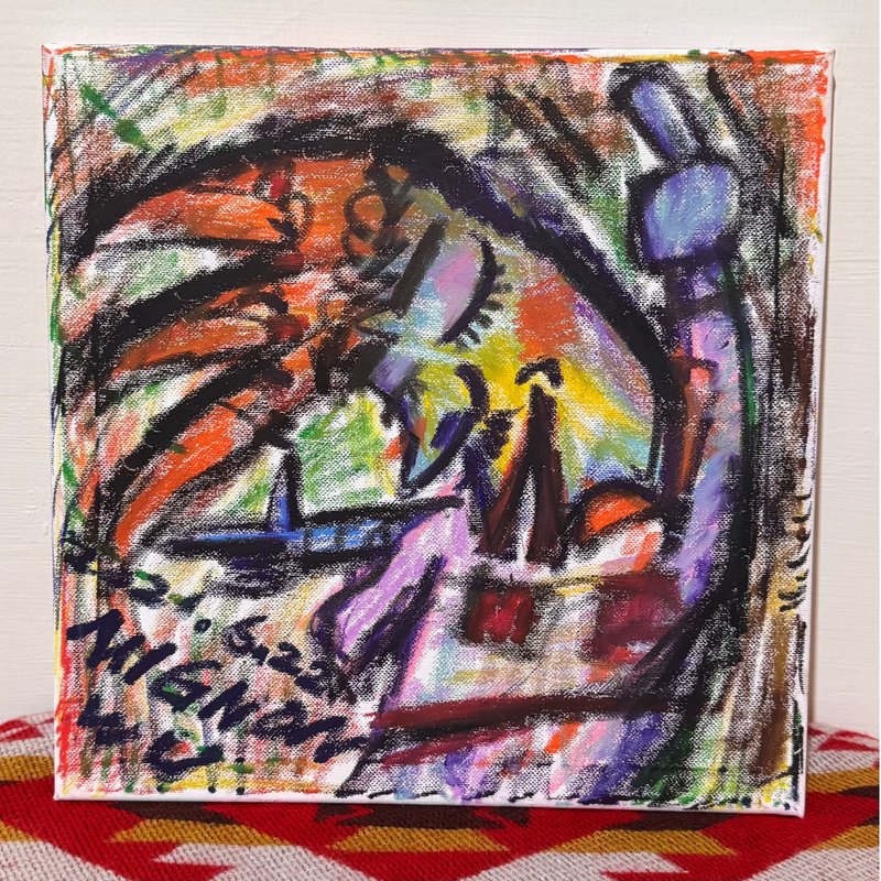 There is a piece of paper-Crayon middle finger man-Crayon canvas works - โปสเตอร์ - ผ้าฝ้าย/ผ้าลินิน 