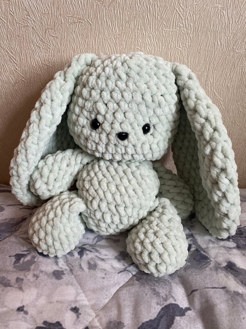 Bunny Toy, Amigurumi Rabbit toy, Handmade Rabbit toy - ของเล่นเด็ก - ผ้าฝ้าย/ผ้าลินิน สีน้ำเงิน