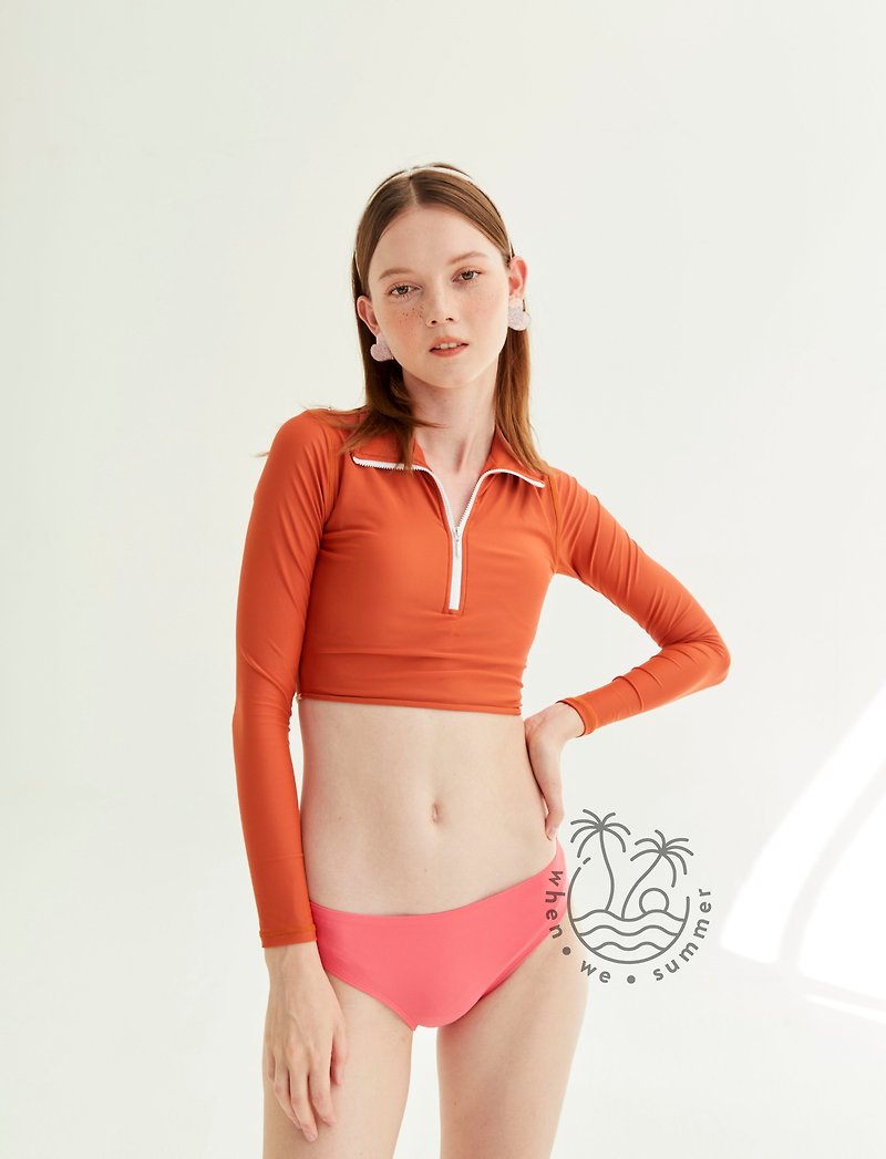 when.we.summer Swimwear / Capri Collection - Zip Crop - Apricot (Only top) - Women's Swimwear - Other Materials Orange