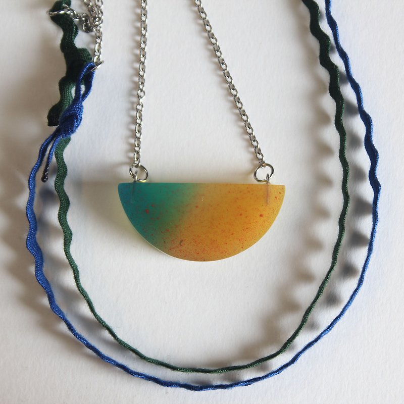 Resin Necklace / Summer Time - Necklaces - Plastic Yellow