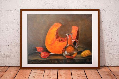 カボチャ絵画オイルキッチンオリジナルアートフードアートワーク