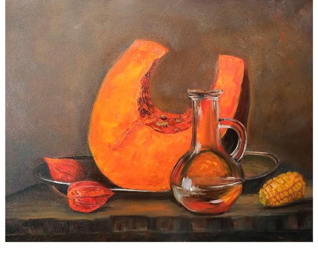 カボチャ絵画オイルキッチンオリジナルアートフードアートワーク