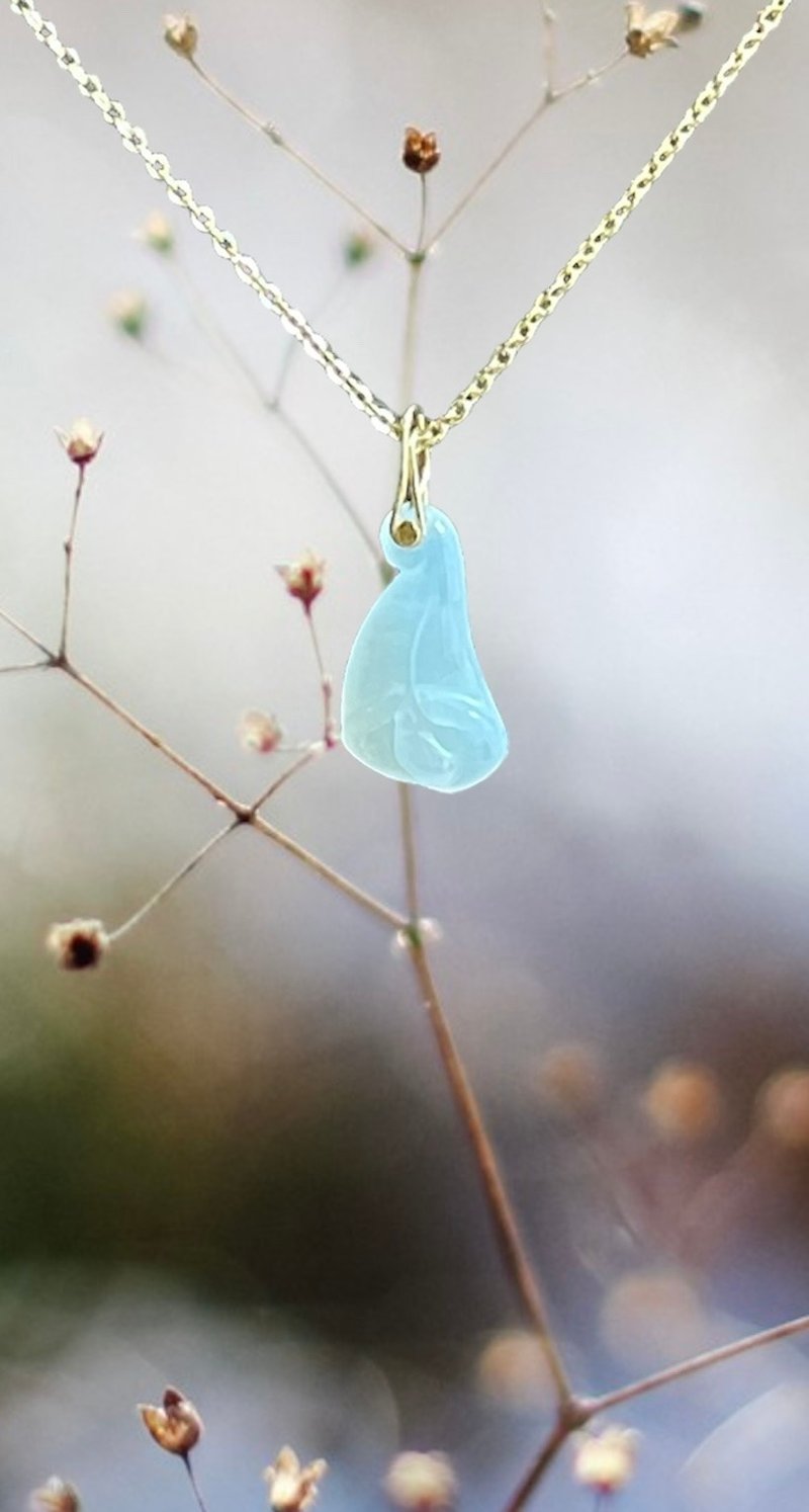 Clavicle chain II Burmese jade white texture - สร้อยคอ - หยก 