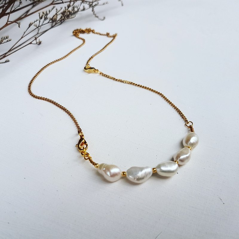【Copper handmade natural pearl bracelet & necklace campaign dual-purpose design models】 ☆ 1plus1 series = 1 necklace +1 bracelet - สร้อยข้อมือ - เครื่องเพชรพลอย ขาว