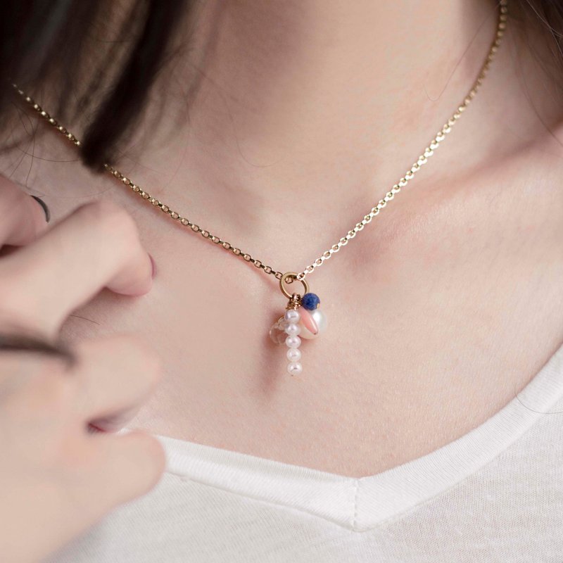 六月誕生幸運項鍊 Juin Necklace - 項鍊 - 半寶石 金色