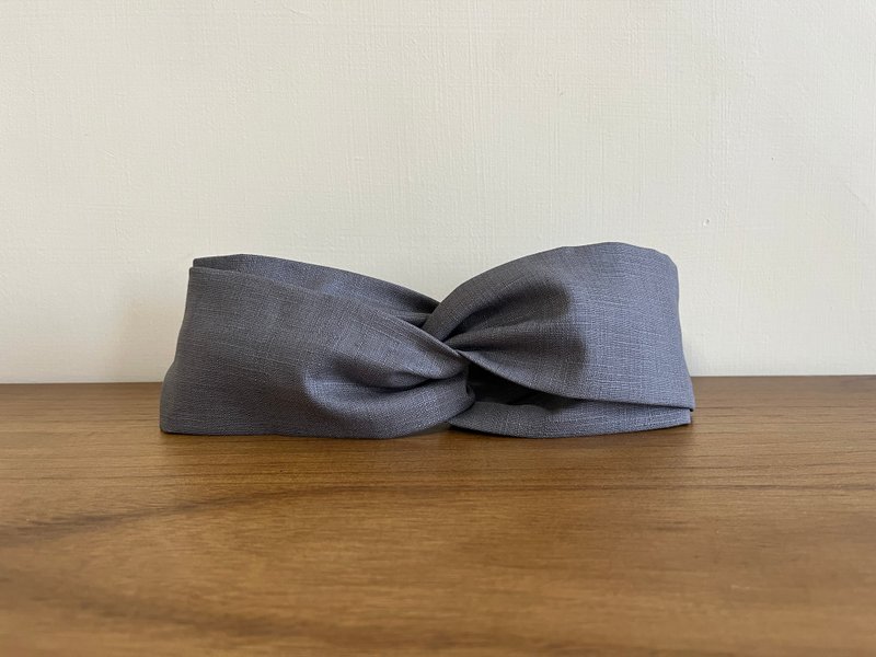 Plain hairband/low-key texture iron gray - ที่คาดผม - ผ้าฝ้าย/ผ้าลินิน สีเทา