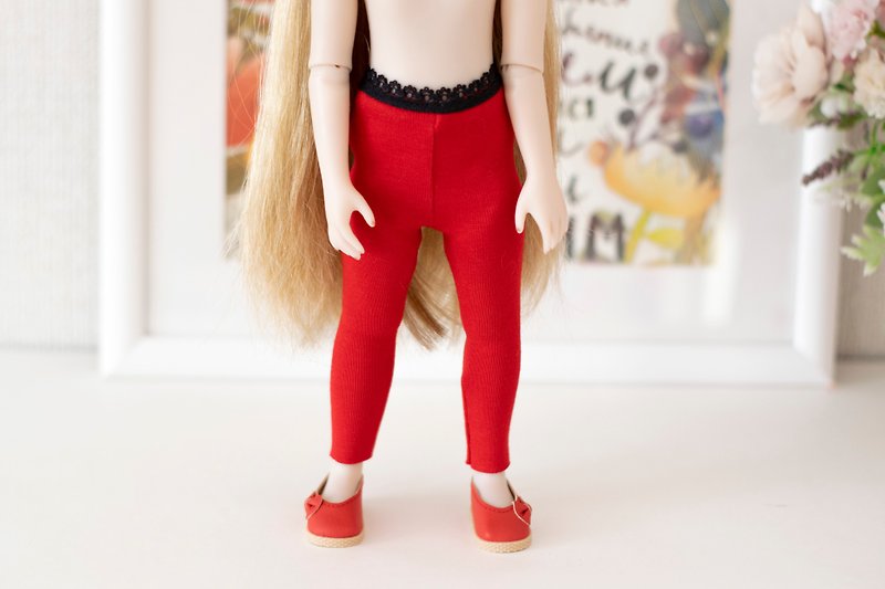Leggings for 14.5 inch doll Ruby Red Fashion Friends, Wellie Wishers, 娃娃衣服 娃娃紧身衣 - 公仔模型 - 棉．麻 紅色