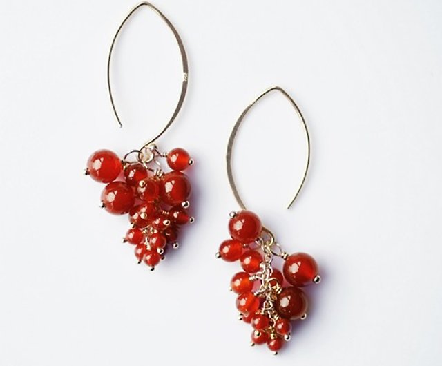 Red currant cluster earrings by red agate Red currant - Shop