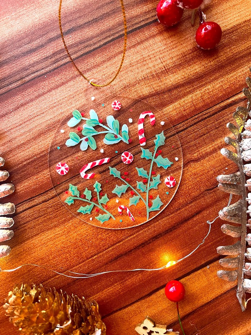 手繪丙烯聖誕裝飾 (拐杖糖花卉) - 擺飾/家飾品 - 壓克力 多色