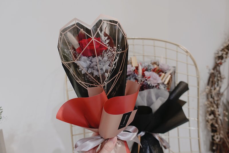 Valentine's Day Bouquet [Simple Happiness]-Valentine's Day Gift, Eternal Flower Recommendation - ช่อดอกไม้แห้ง - พืช/ดอกไม้ สีแดง