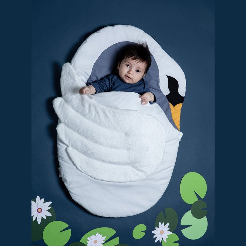 【NEW】Shark Bite BabyBites Cotton Multifunctional Sleeping Bag for Infants - Swan Shape - Bedding - Cotton & Hemp Black