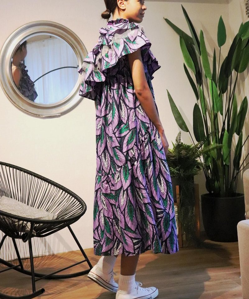Africa tiered cami  dress 151/MY PLUME - 洋裝/連身裙 - 聚酯纖維 黑色