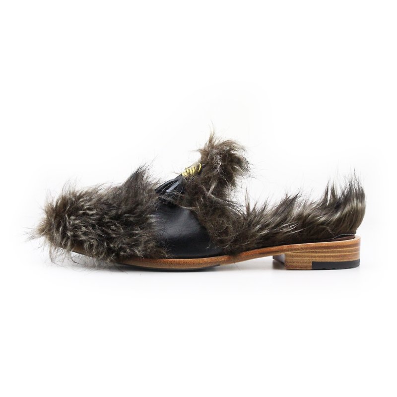 Eskimo M1159 Brown Leather and shearling slides - รองเท้ารัดส้น - หนังแท้ สีนำ้ตาล