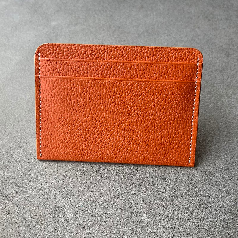 [Handmade in Japan] Genuine Leather Card Case (Orange) Pass Case Pass Case Card Holder - Card Holders & Cases - Genuine Leather Orange
