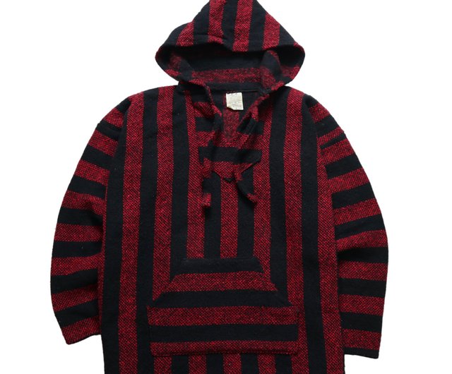 Red and Black Mexican Smock Hooded Sweater Mexican Hooded Top