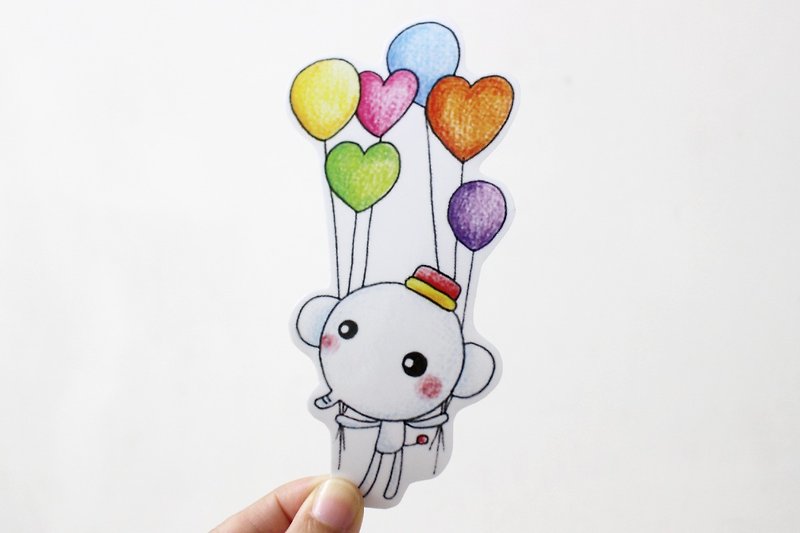 Waterproof Sticker (Large)_Elephant Balloon - สติกเกอร์ - วัสดุกันนำ้ 
