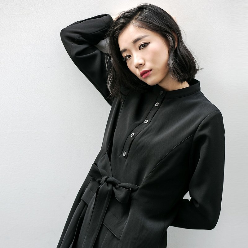 Annie Chen Korean version of the 2016 new casual loose large size women's autumn long-sleeved dress package hip thickening dress Dress - One Piece Dresses - Paper Black