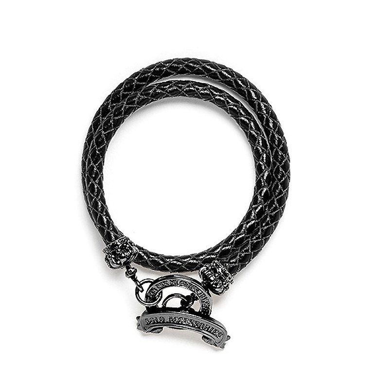 Crown reel Leather bracelet Crown Reel Weave Leather Bracelet - Bracelets - Other Metals 