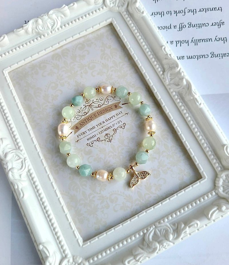 Light green//Amazonite Xiuyu Baoanping 14k gold-filled accessories - Bracelets - Crystal Green