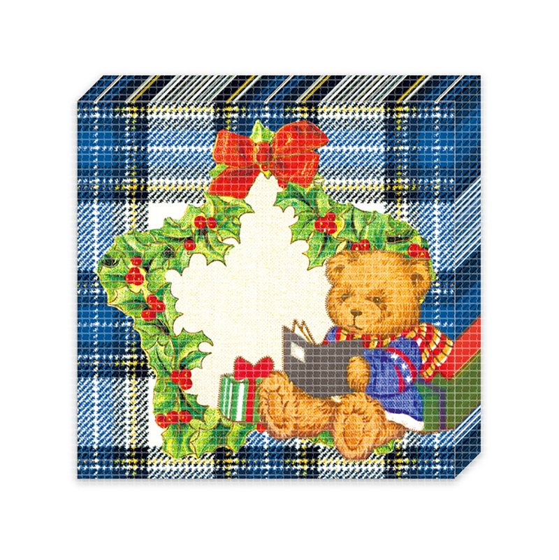 Winter check bear (blue) memopad - 便條紙/便利貼 - 紙 