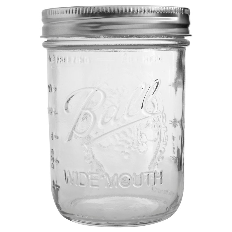 US imports of glass sealed Mason jar _16oz wide mouth cans - Mugs - Glass Transparent