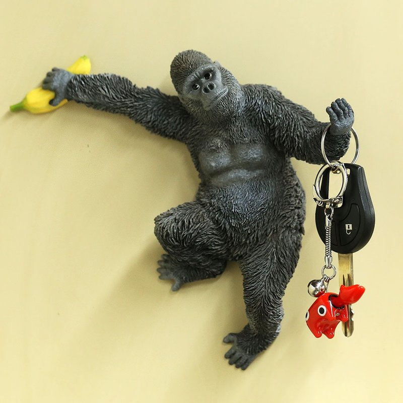 デバリエ ca243【正規品】ゴリラの置物 マグネット フック レジン製 ギフト 最適なプレゼント - 衣架/衣帽架/掛勾 - 樹脂 黑色