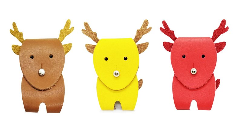 Worpi set of 3 Double Cord Holders Ear Bud Holders, Deer 3 pcs. - 捲線器/電線收納 - 人造皮革 紅色