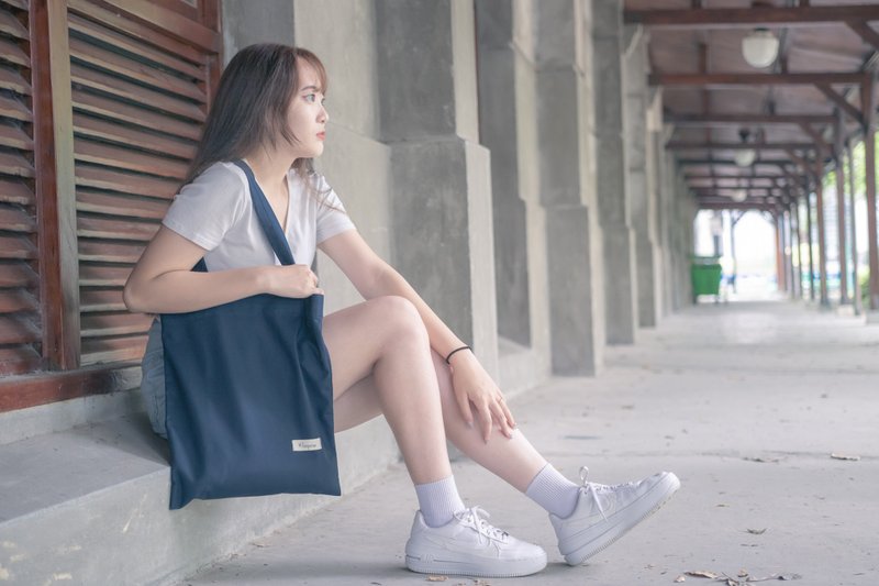 Simple Canvas Bag/ Plain/ Midnight Blue/ Multipurpose - กระเป๋าแมสเซนเจอร์ - ผ้าฝ้าย/ผ้าลินิน 