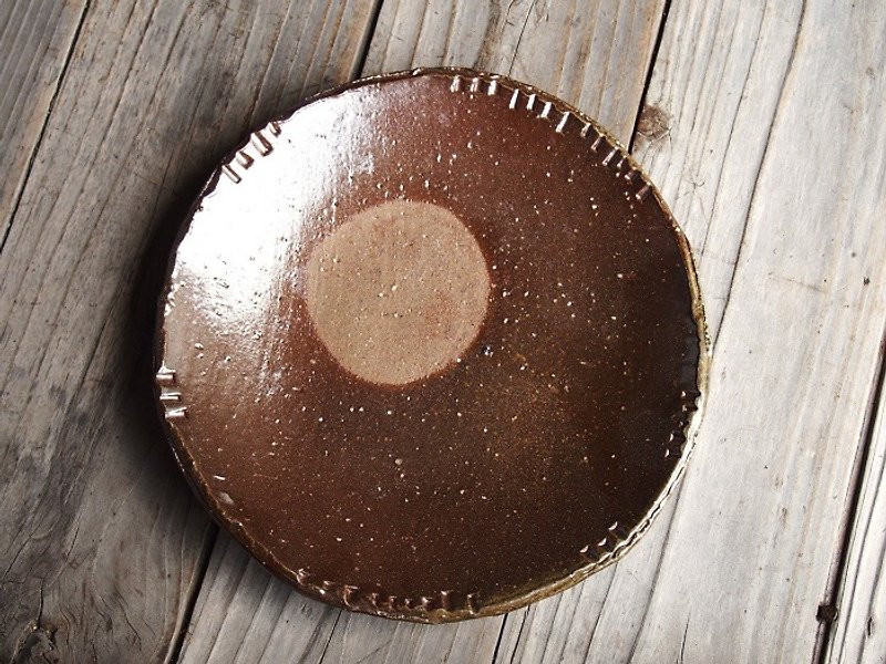 Bizen dish · rice cake (about 20.5 cm) _sr 4 - 038 - Small Plates & Saucers - Pottery Brown