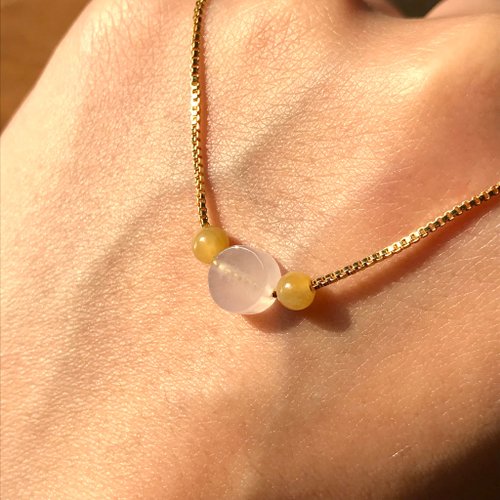 アイスジェイド メダリオン ネックレス 14Kゴールドフィルド