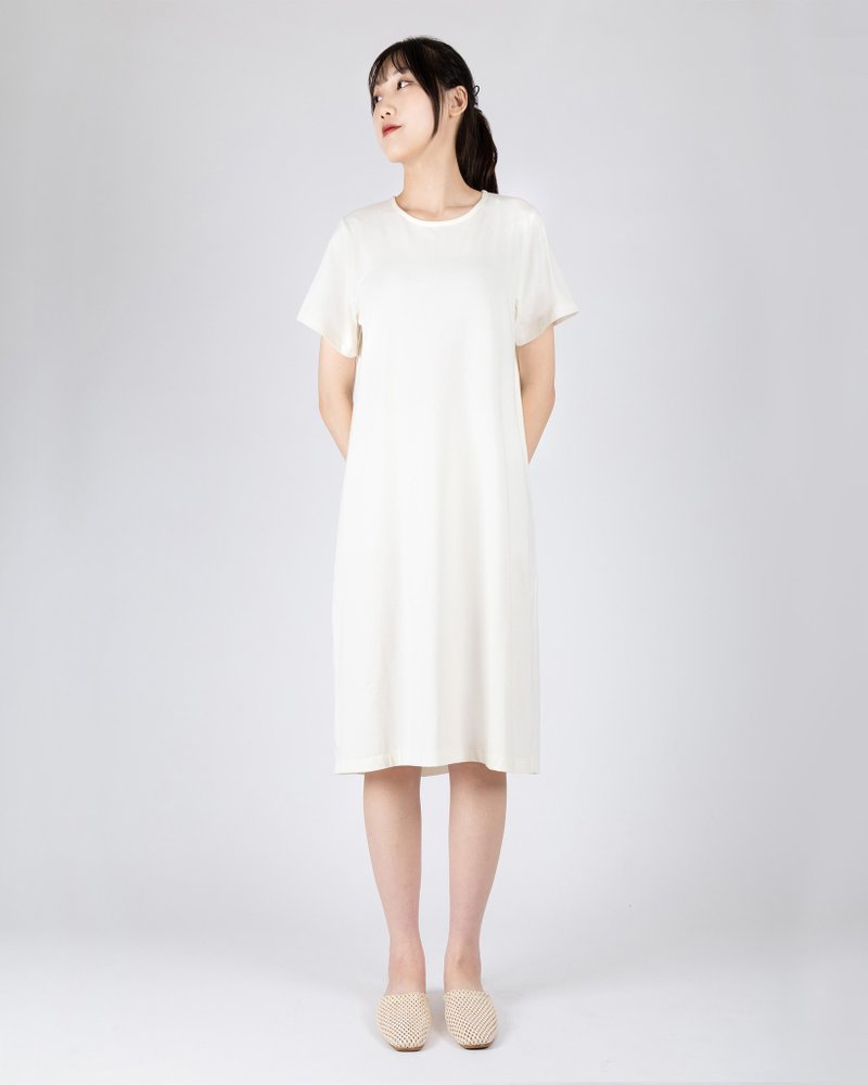 soufflé loose dress-3 colors in total - ชุดเดรส - ผ้าฝ้าย/ผ้าลินิน ขาว