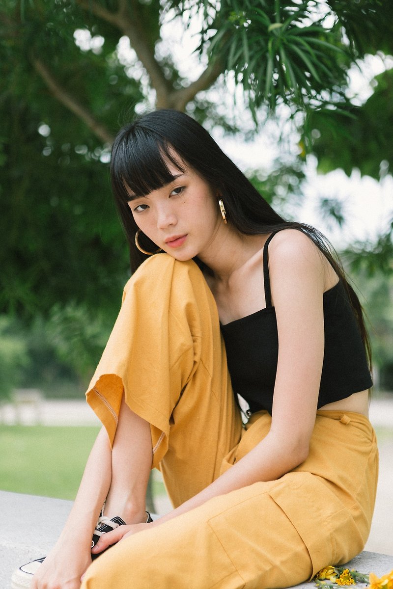 Highestjump Linen pant (yellow mustard) - 女長褲 - 棉．麻 黃色