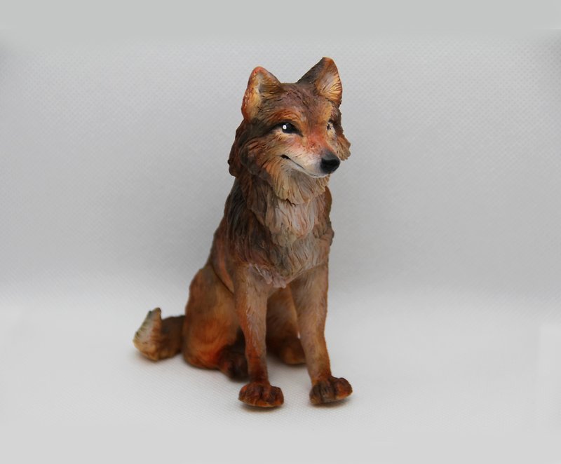 (Spot) realistic animal model / red Brown wolf / pure handmade / finished model - Stuffed Dolls & Figurines - Other Materials Brown