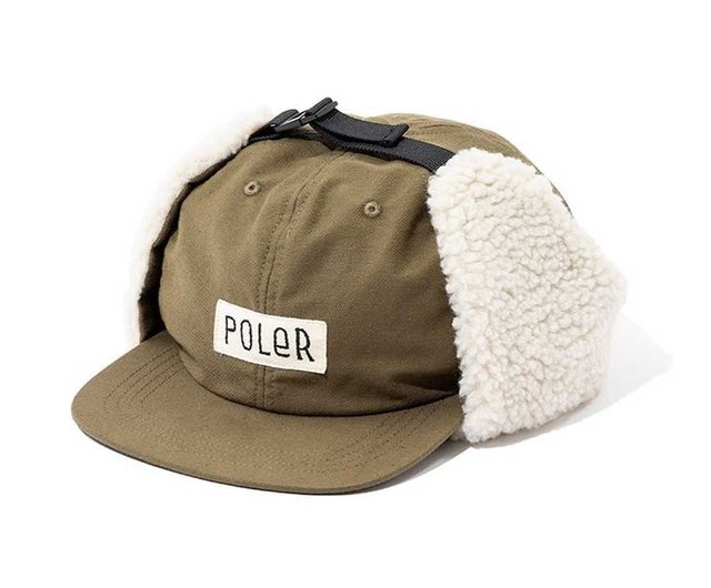 Japan limited POLER COTTON BOA FLAP CAP brushed ear flight cap cotton olive  green