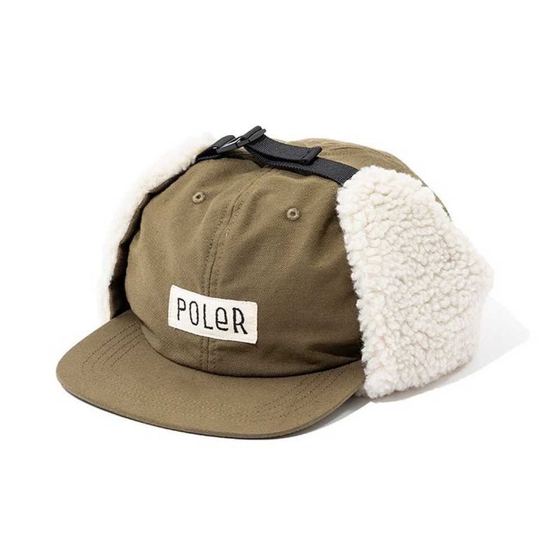 Japan limited POLER COTTON BOA FLAP CAP brushed ear flight cap cotton olive green - Hats & Caps - Other Materials Khaki