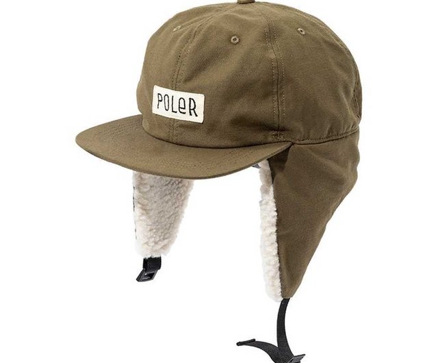 Japan limited POLER COTTON BOA FLAP CAP brushed ear flight cap cotton olive  green