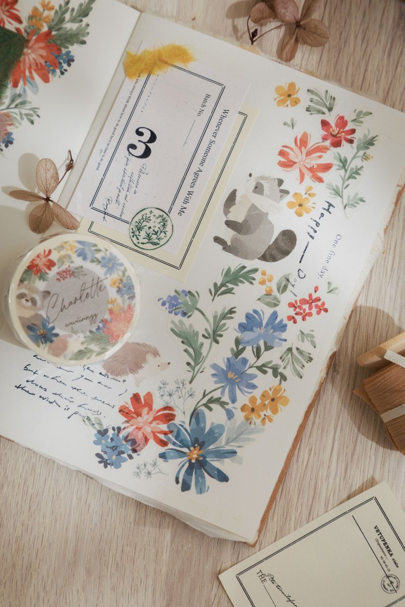 Washi tape (special oil with release paper) - Charlotte - Washi Tape - Paper Blue