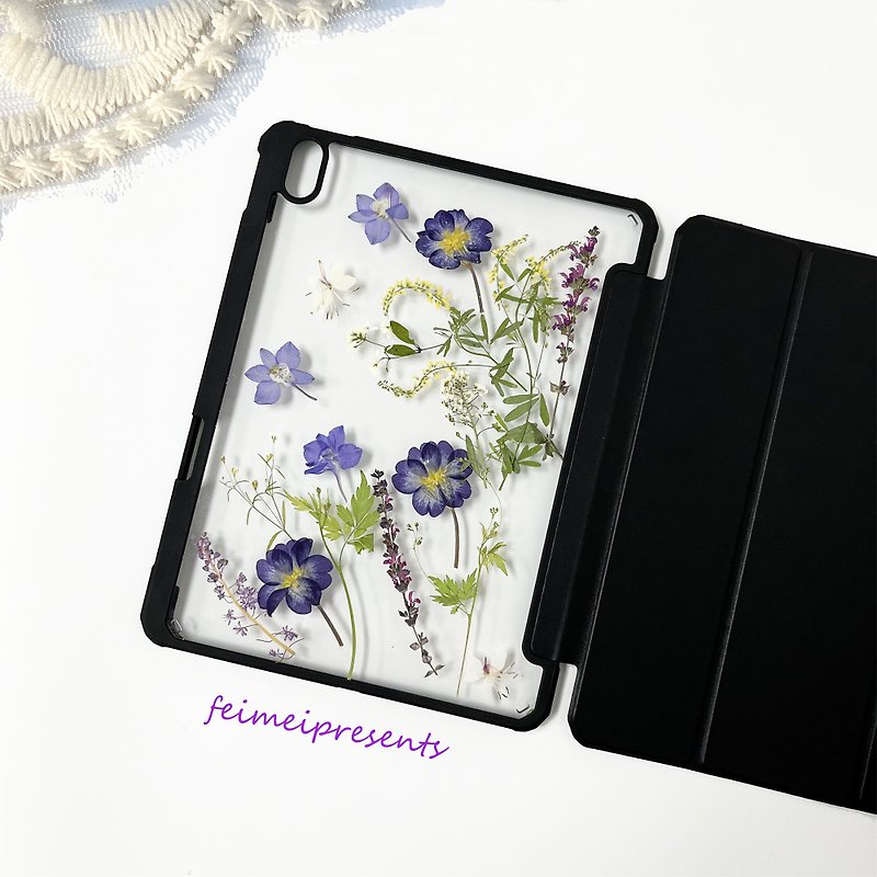 Broken Flowers Glass Handmade Pressed Flower iPad Case for New iPad Air 11in - เคส/ซองมือถือ - พืช/ดอกไม้ 