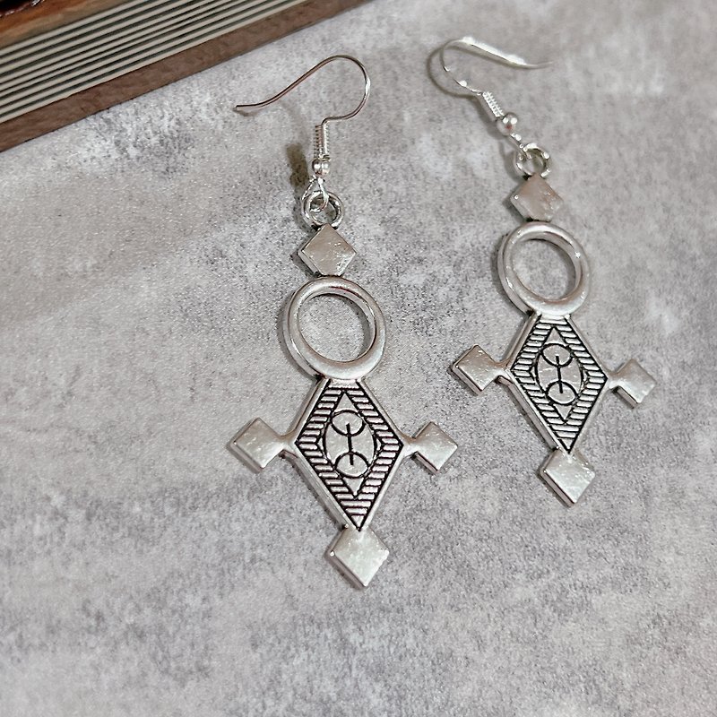 Earrings Tuareg Cross Pendant Sarah's Confessions - Earrings & Clip-ons - Other Metals Silver