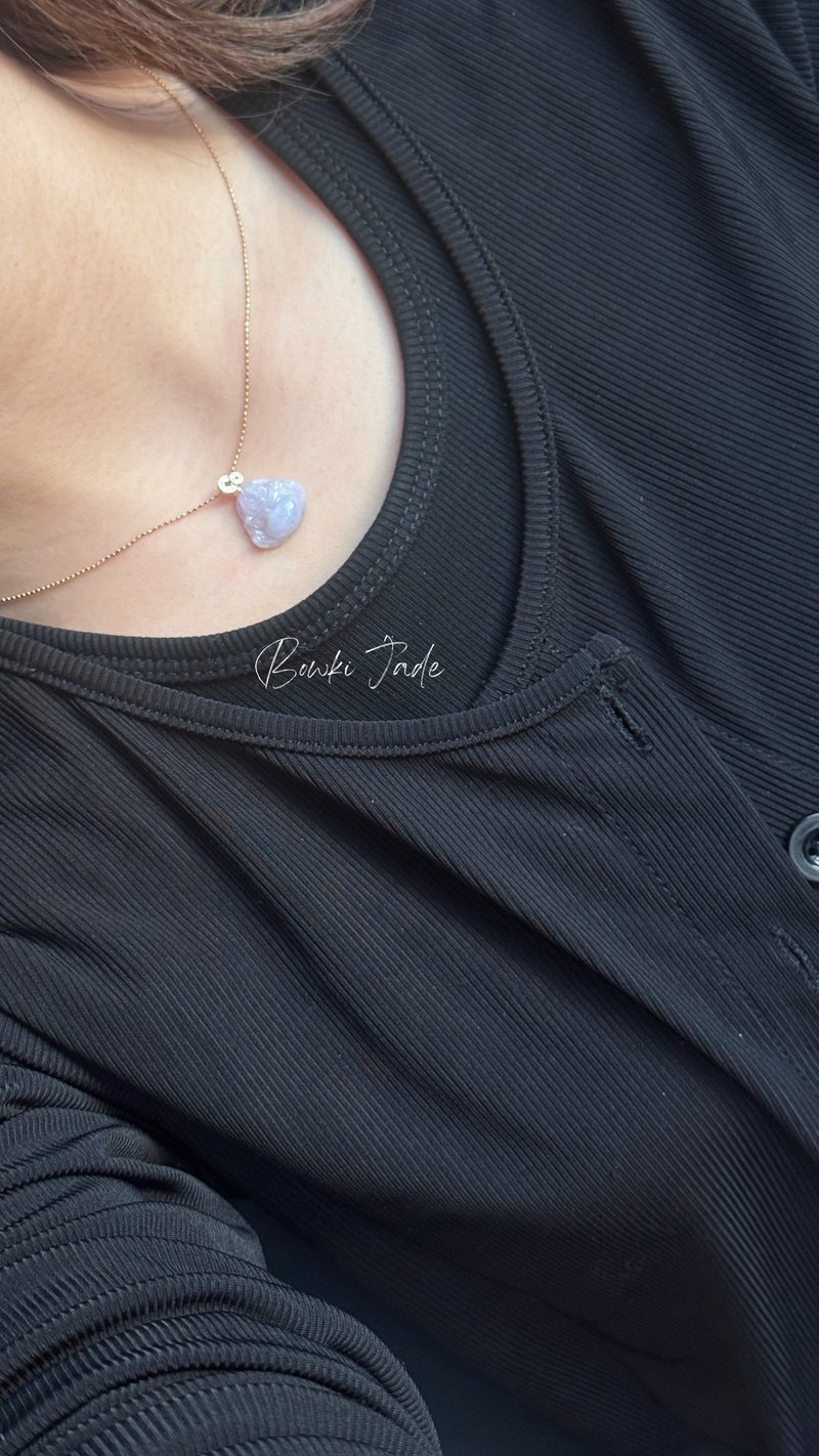 寶淇 -  紫小佛公銀鑲吊墜 - 天然A貨翡翠 - 其他 - 玉石 紫色